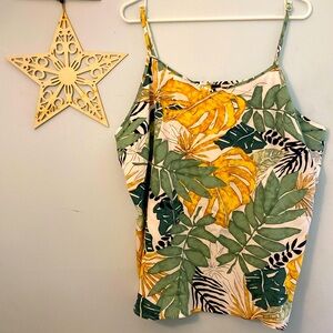 Plant print dressy tank top